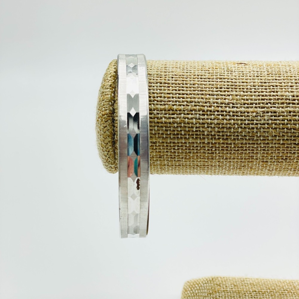 MONET Signed Bangle Bracelet Silver Tone Etched Slim Stackable Vintage